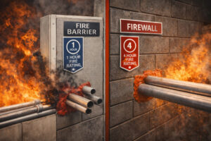 fire barrier and a firewall